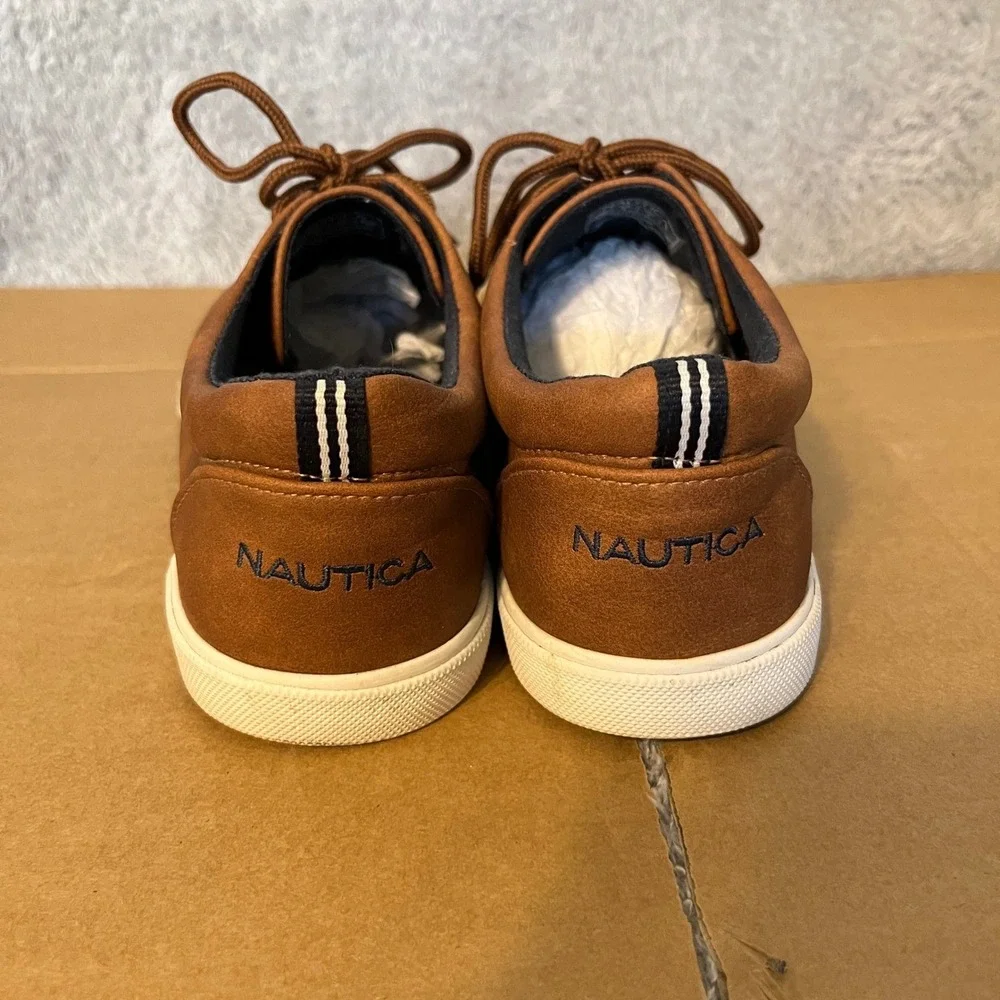 Nautica Berrian Youth Kids‎ Tan PU Lace Up Sneakers Shoes Size 5 US 4 UK 37 EUR